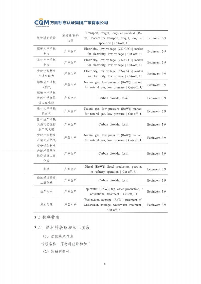 11鋁合金建筑型材（噴粉型）產(chǎn)品Ⅲ型環(huán)境聲明評價報告-方圓蓋章(圖14)
